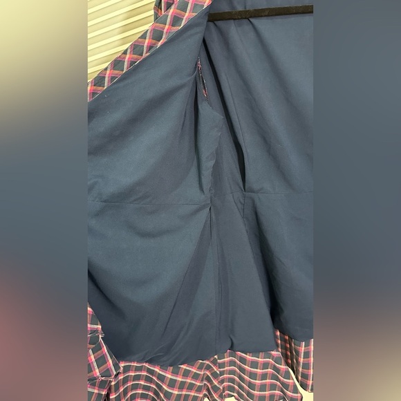 Tanya Taylor Lexi Wrap Dress in Pink Navy Plaid Long Sleeve 8 - Picture 15 of 16